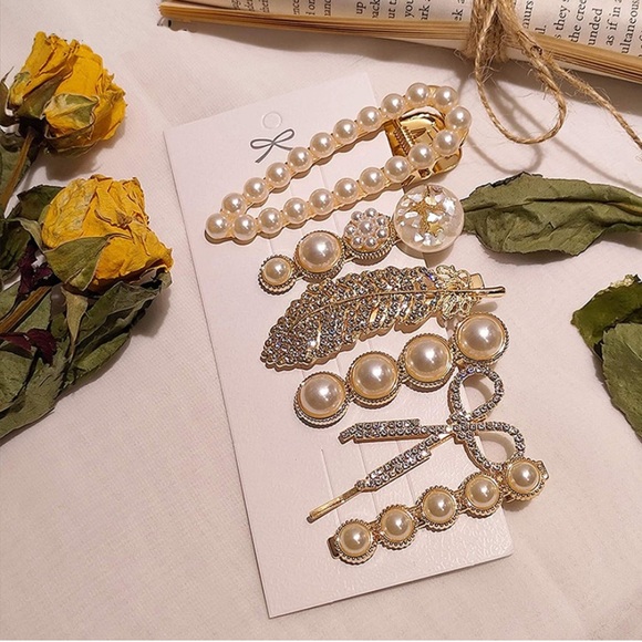 6 Pcs Set Pearls Hair Accessories/Snap Hairpin - Picture 4 of 6